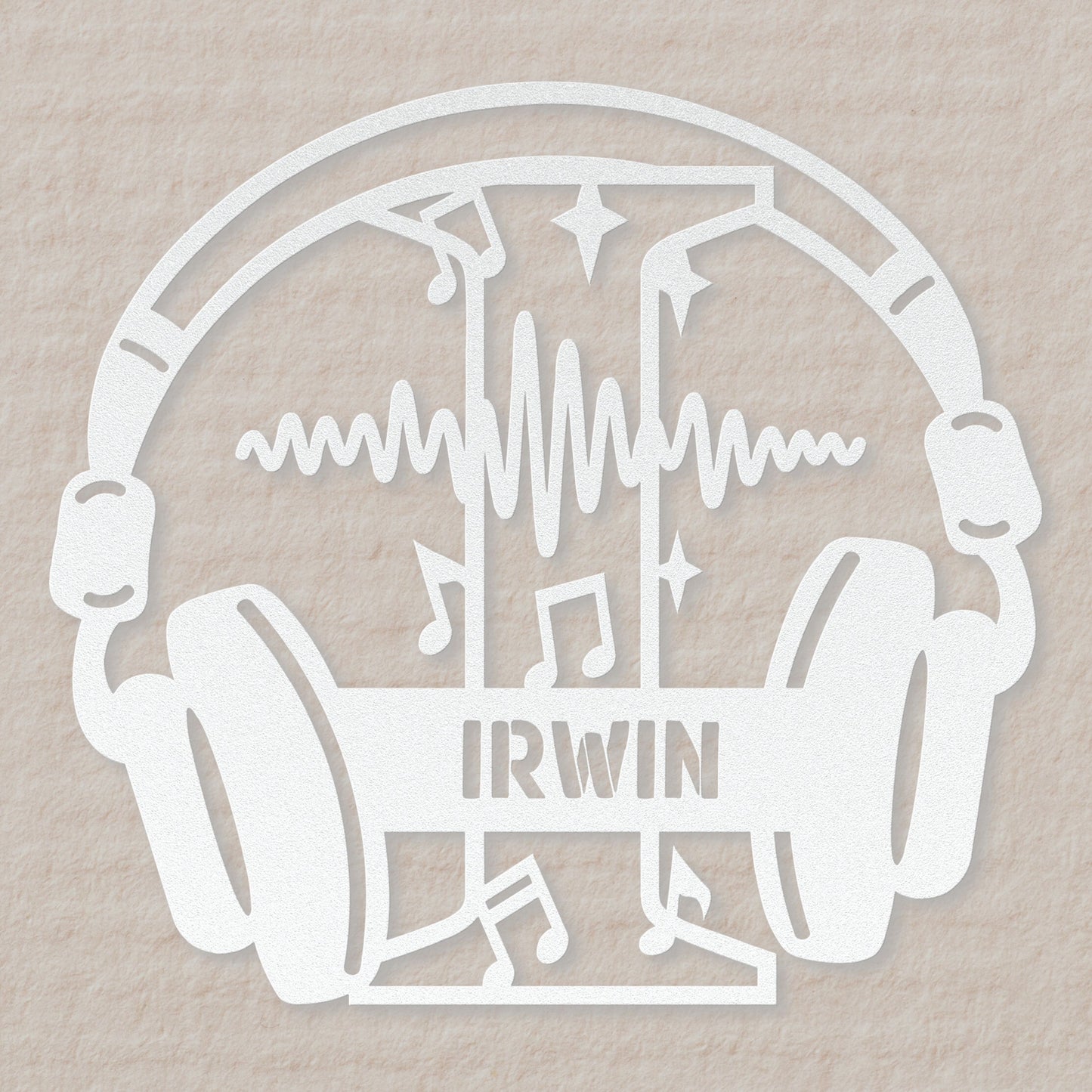 Personalized Headphones Monogram Letter I - Metal Sign