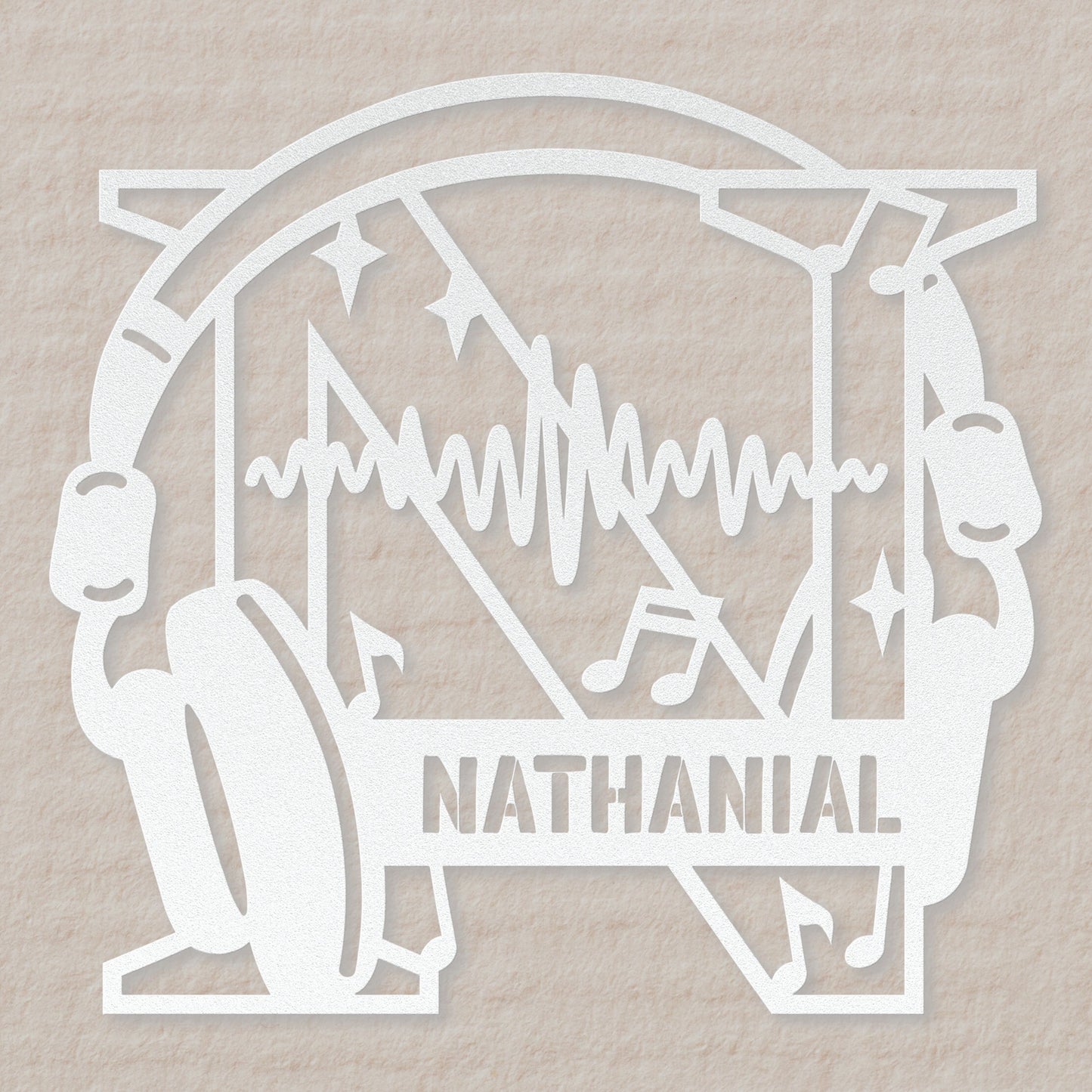Personalized Headphones Monogram Letter N - Metal Sign