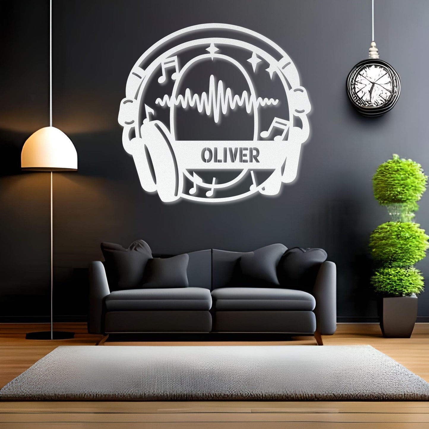 Personalized Headphones Monogram Letter O - Metal Sign