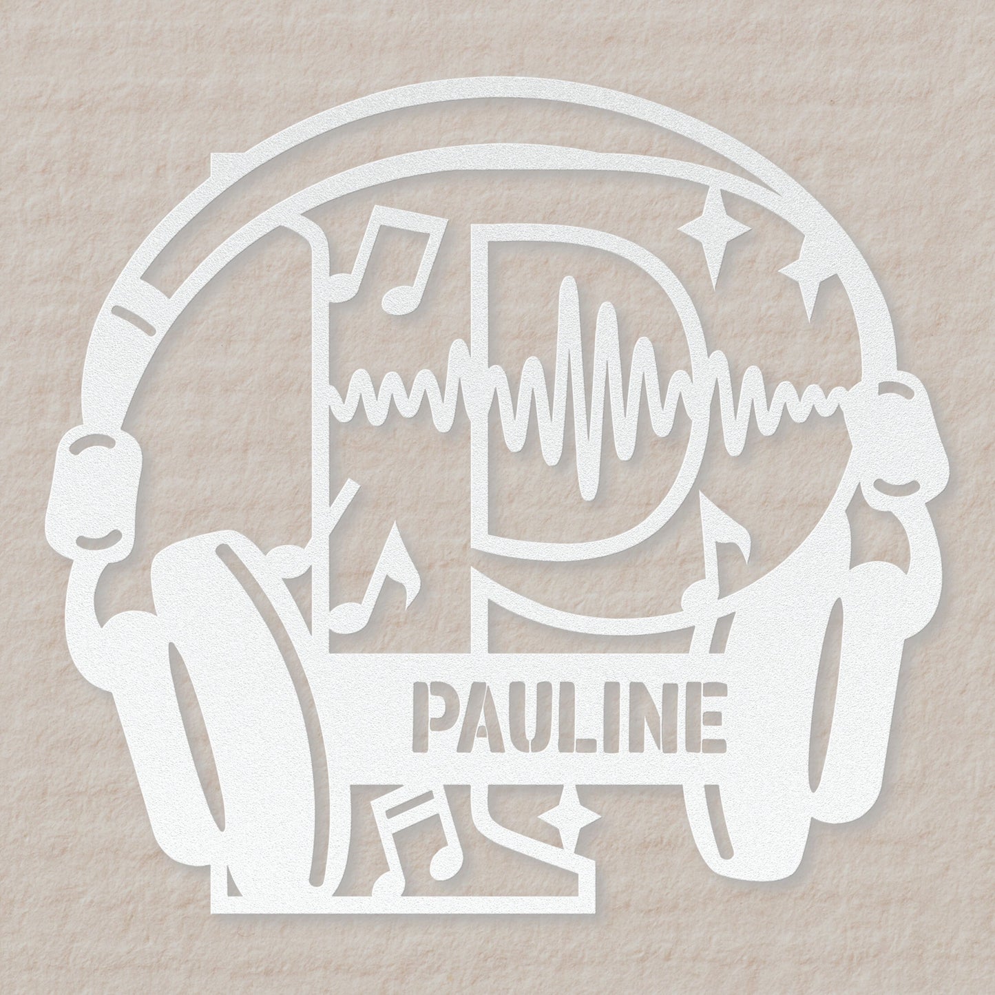 Personalized Headphones Monogram Letter P - Metal Sign