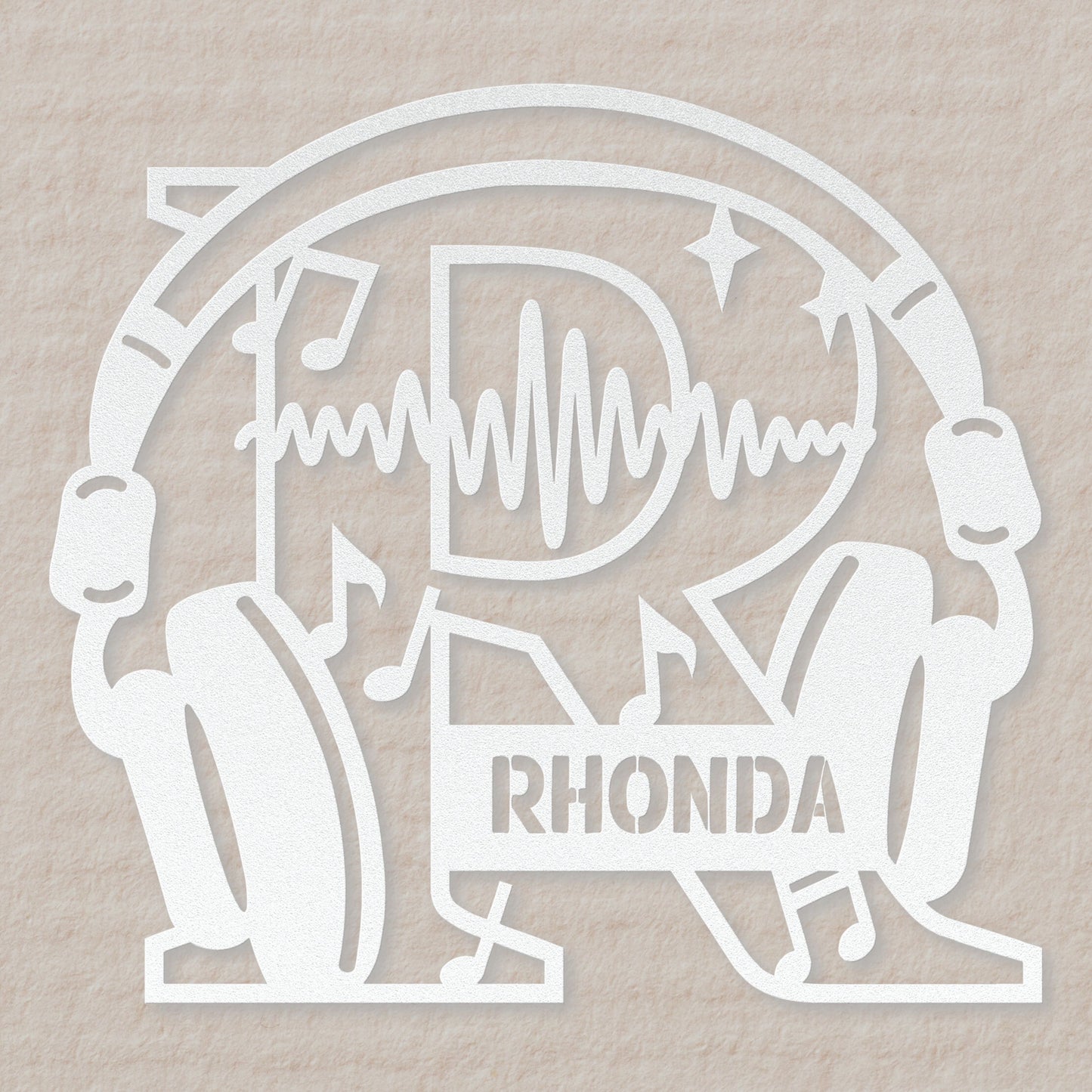 Personalized Headphones Monogram Letter R - Metal Sign