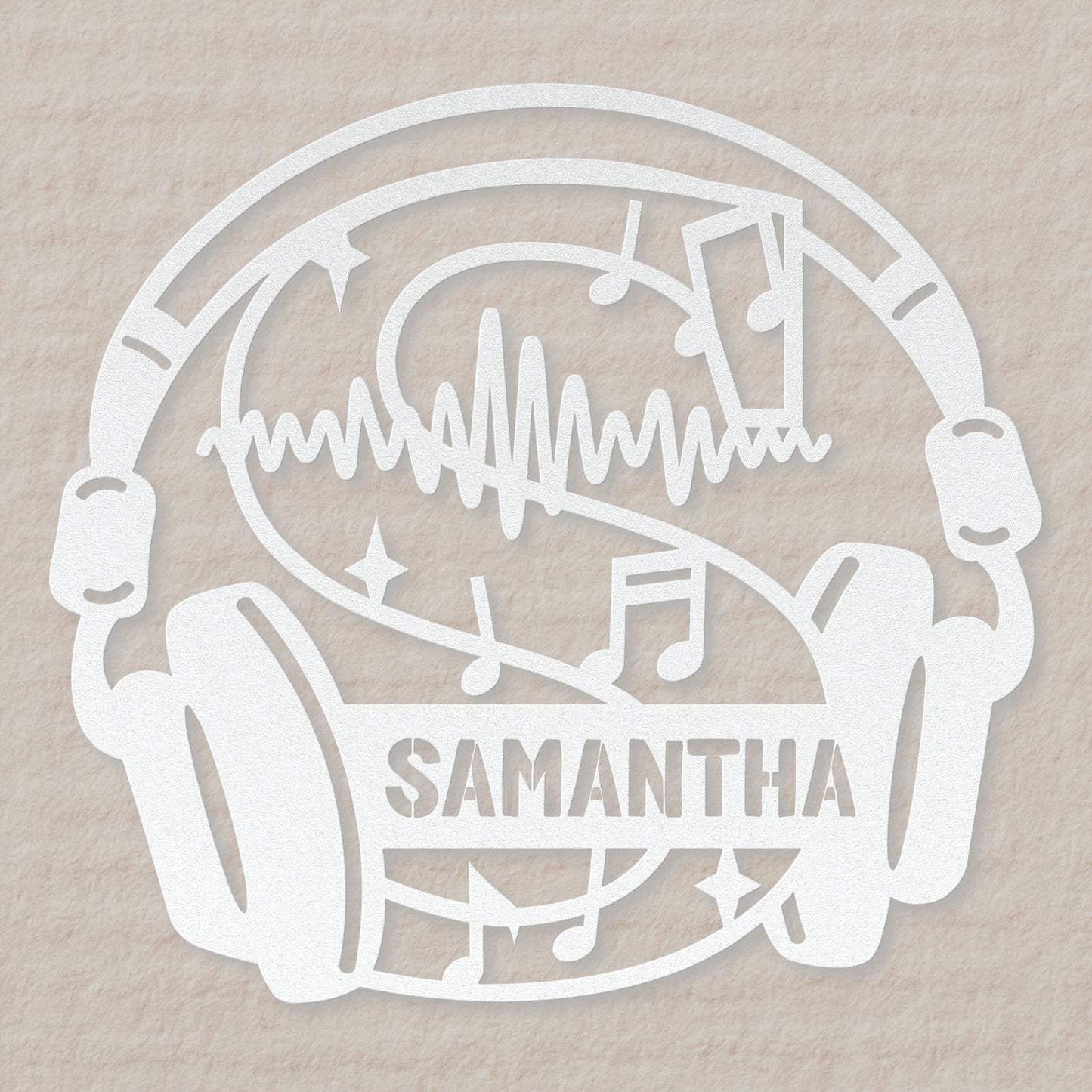Personalized Headphones Monogram Letter S - Metal Sign