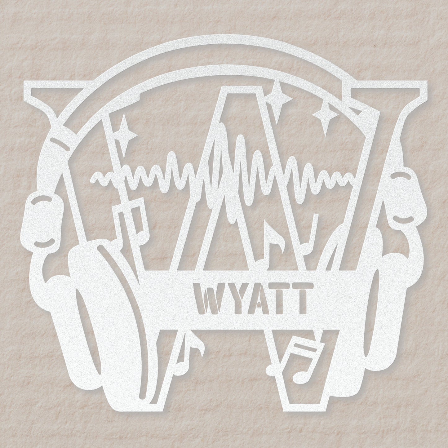 Personalized Headphones Monogram Letter W - Metal Sign