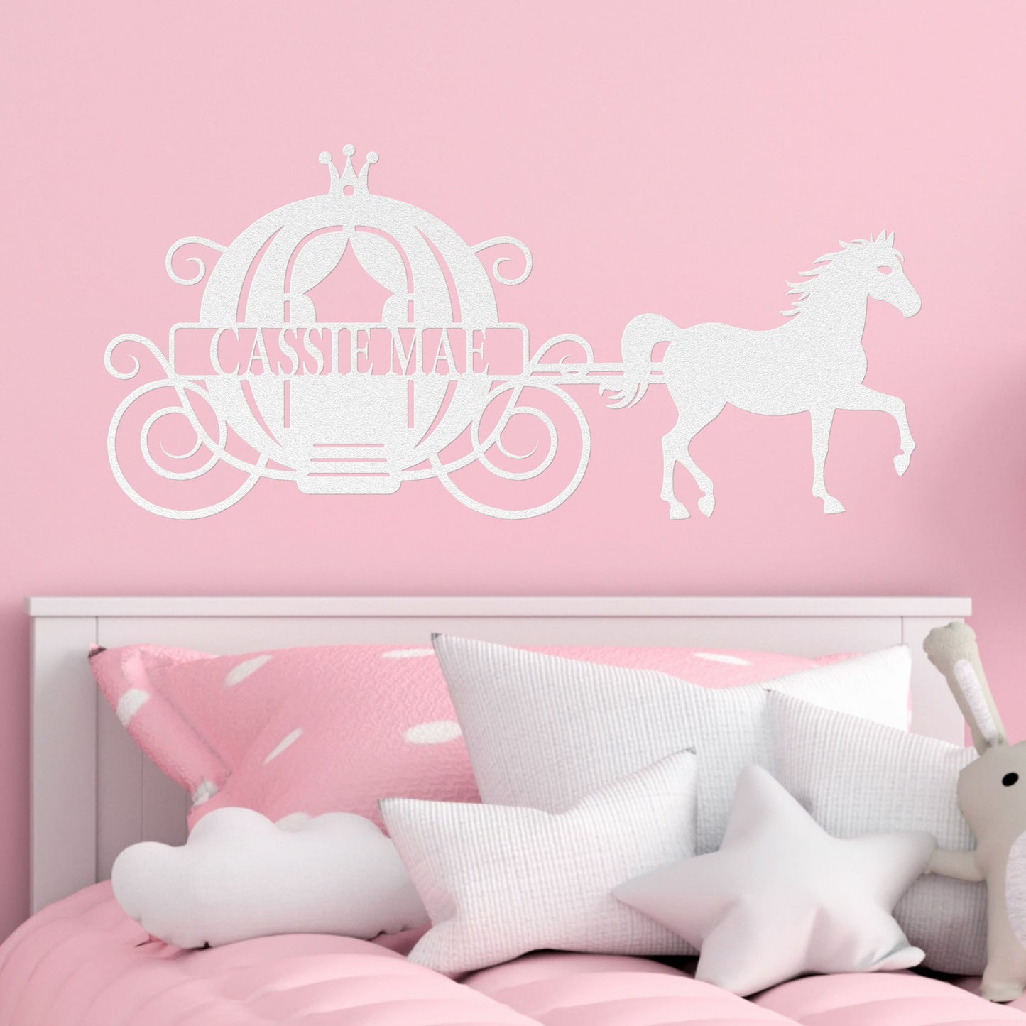 Princess Carriage with Horse Metal Wall Art