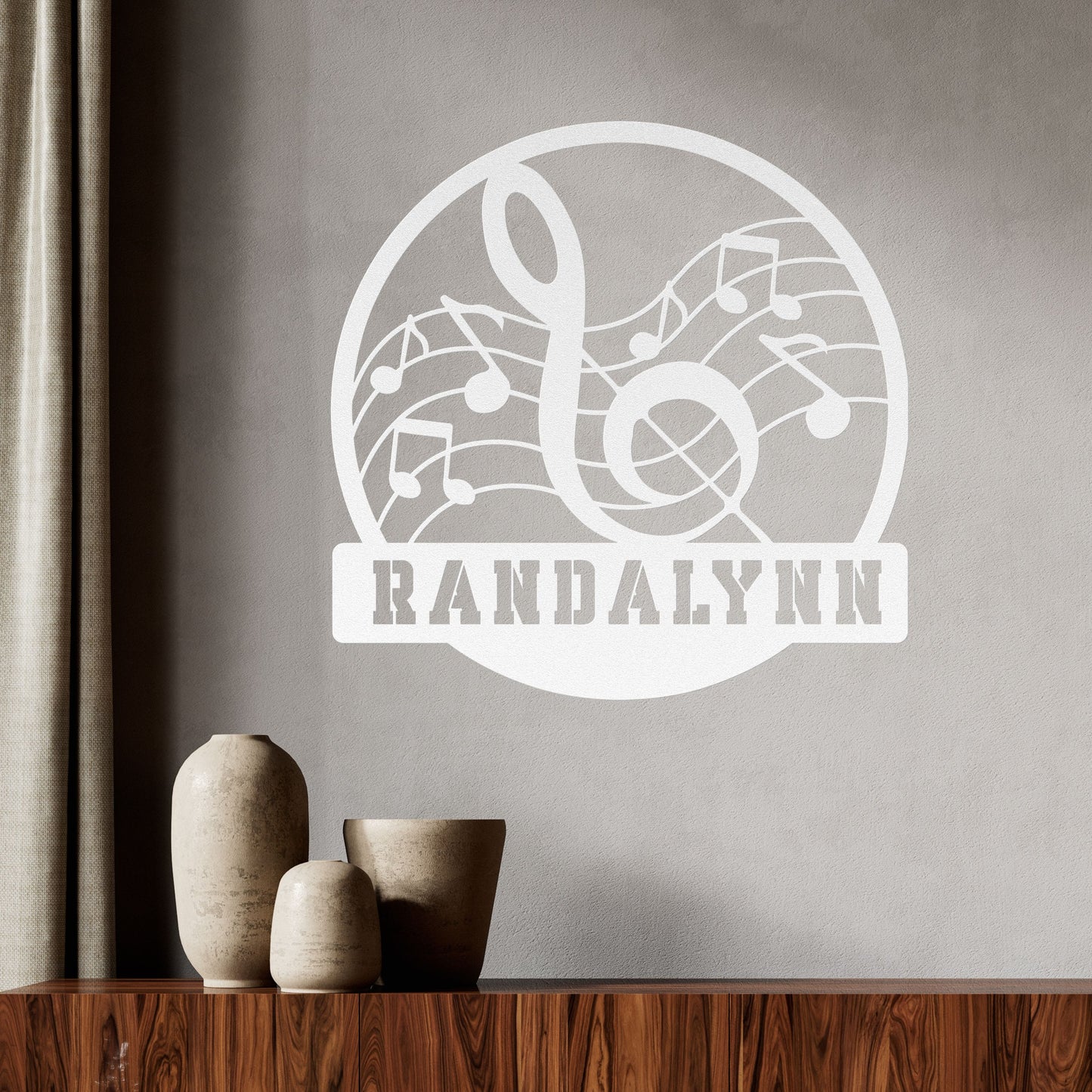 Musical Notes with Treble Cleft Metal Sign