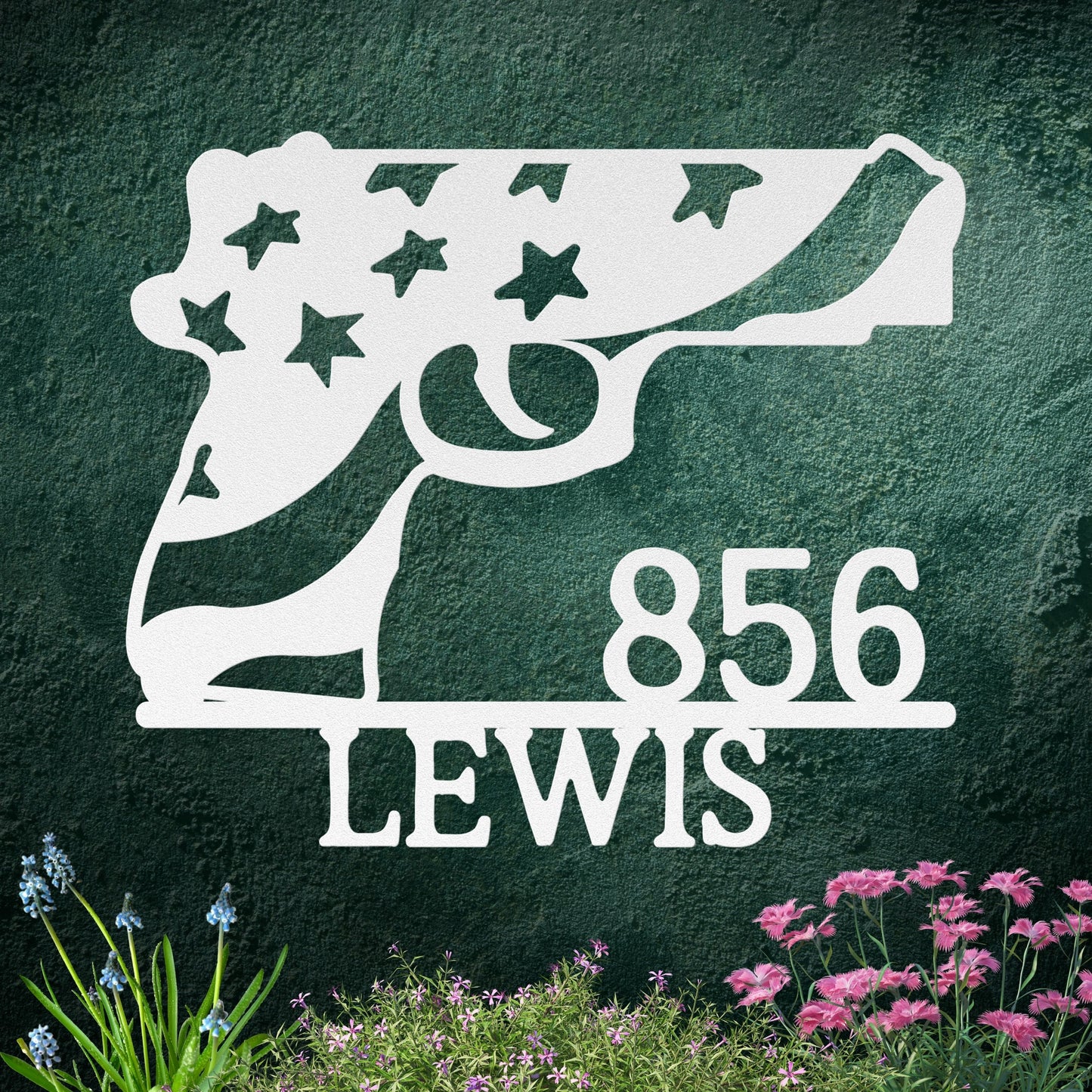 Patriotic Metal Address Sign USA Flag