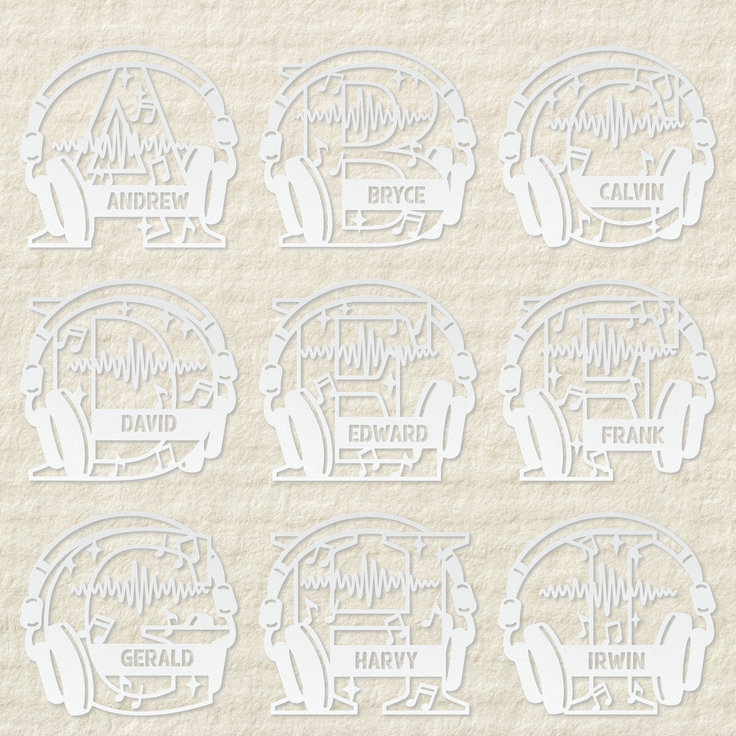 Personalized Headphones Monogram Metal Sign