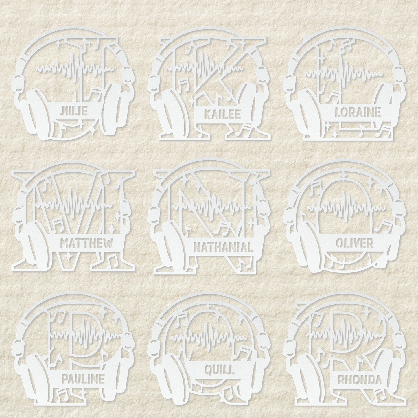 Personalized Headphones Monogram Metal Sign