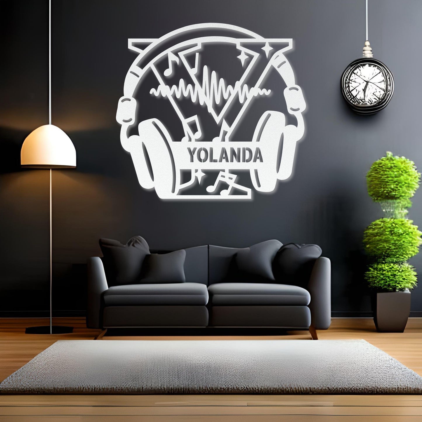 Personalized Headphones Monogram Letter Y Metal Sign