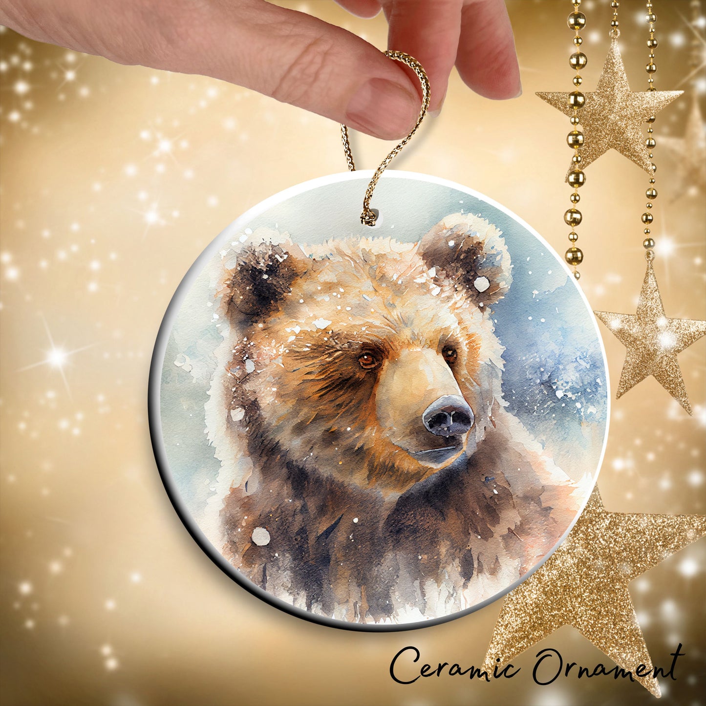 Winter Bear Ceramic Ornament Bunde of 6