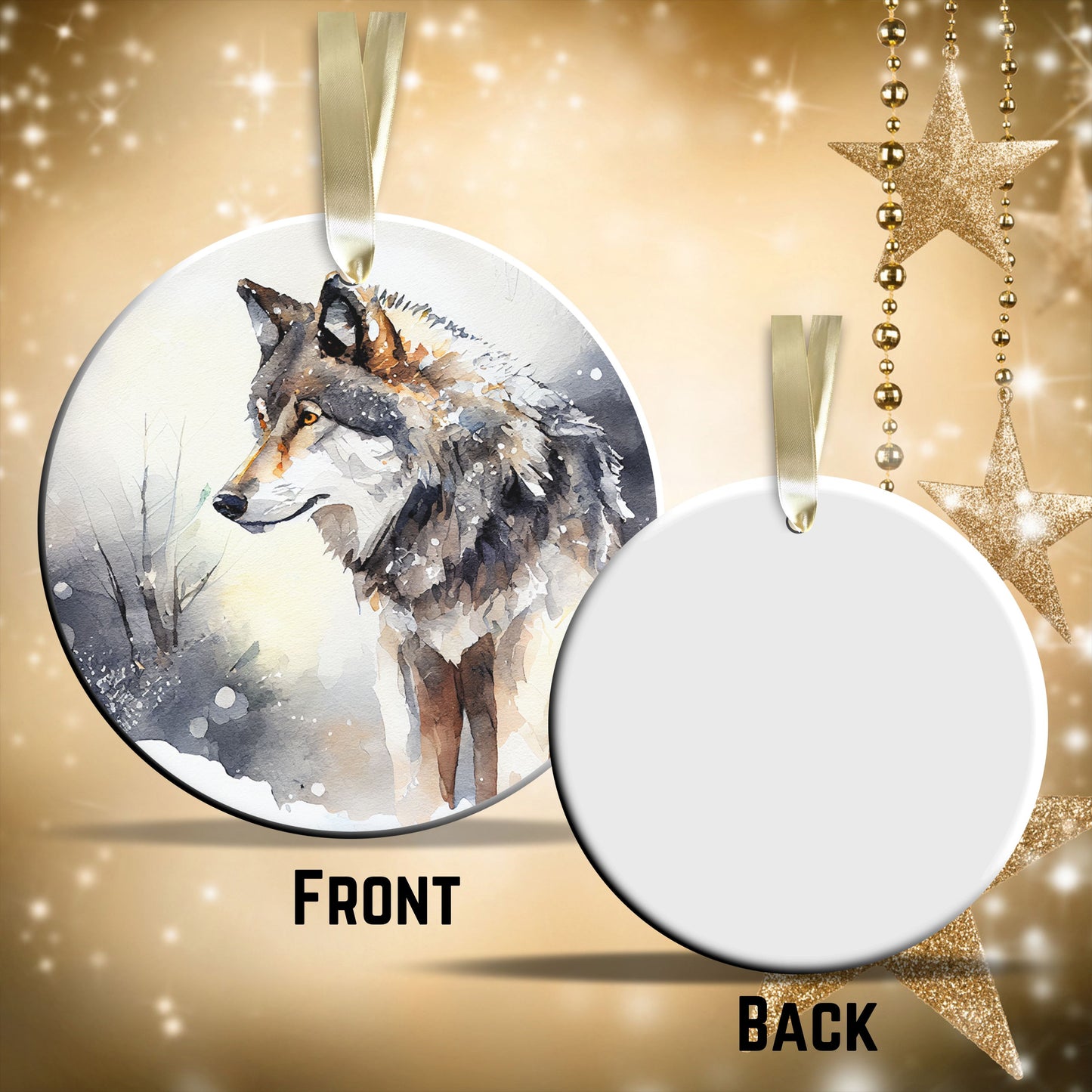 Winter Wolf Ceramic Ornament 31-05