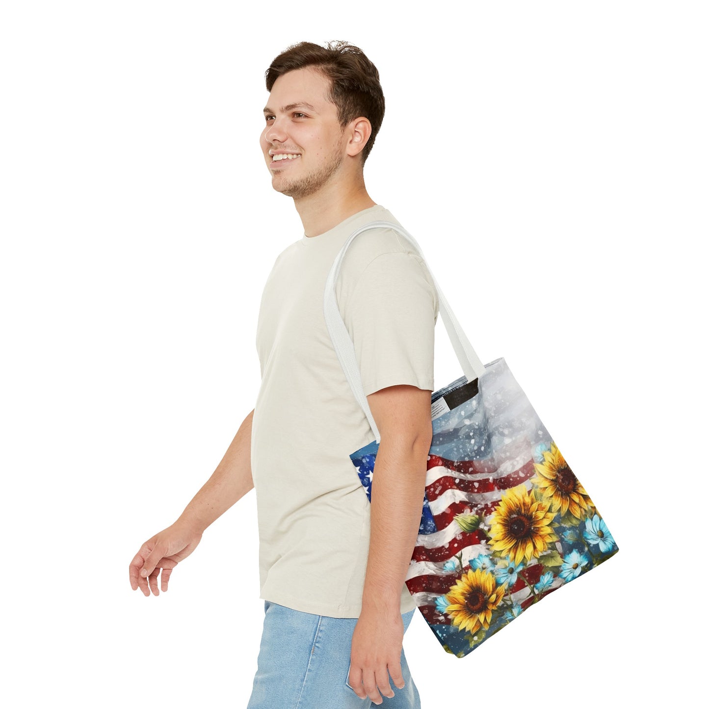 Patriotic Sunflower with Flag Tote Bag