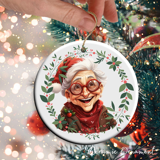 Funny Old Lady Christmas Ceramic Ornament 51-11