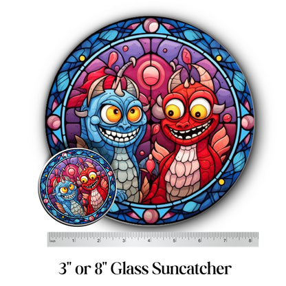 Glass Suncatcher Stained Glass 110-01 Cartoon Valentine Monster
