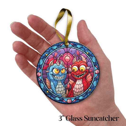 Glass Suncatcher Stained Glass 110-01 Cartoon Valentine Monster