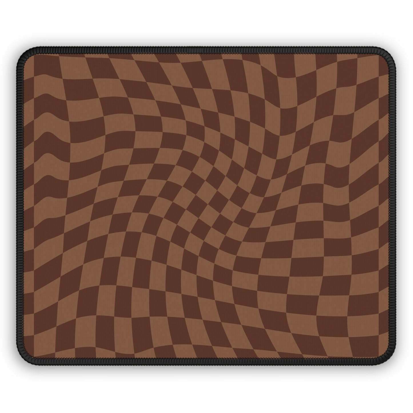 Trendy Wavy Brown Checkerboard Non Slip Gaming Mouse Pad