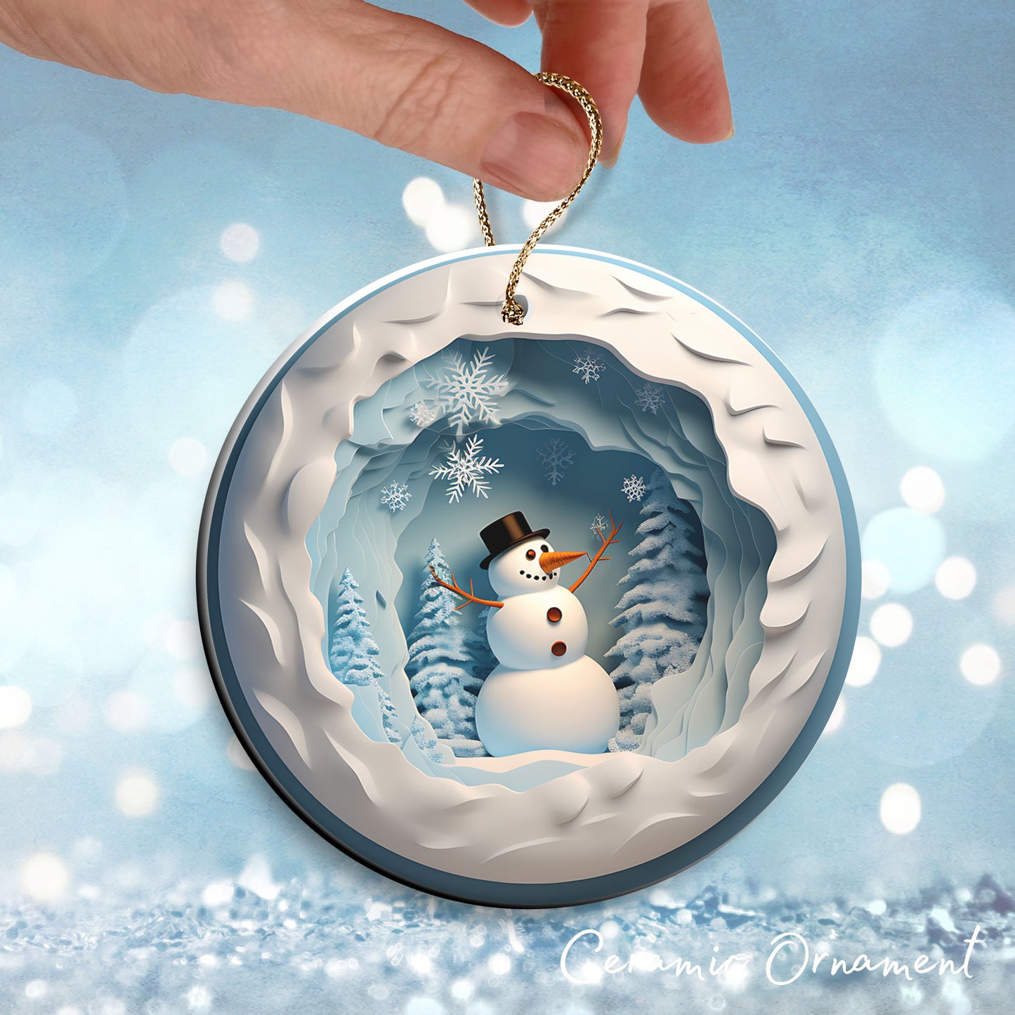 Busting Out Snowman Ceramic Ornament 80-05