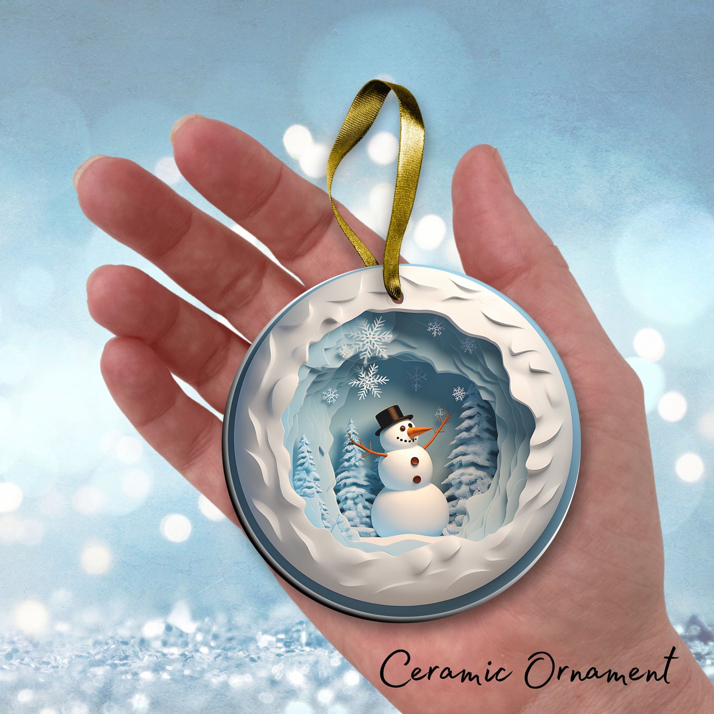 Busting Out Snowman Ceramic Ornament 80-05