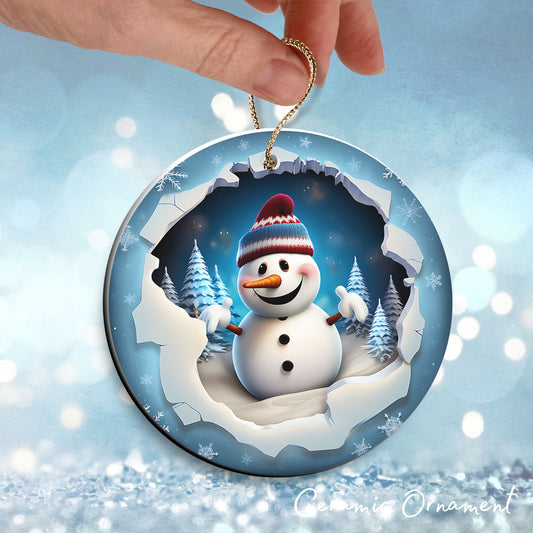Busting Out Snowman Ceramic Ornament 80-04