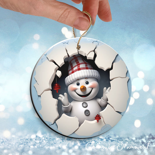 Busting Out Snowman Ceramic Ornament 80-03
