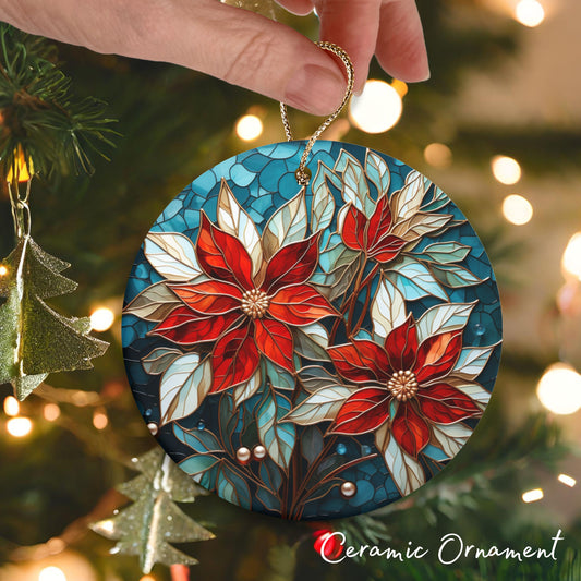 Stained Glass Christmas Ceramic Ornament