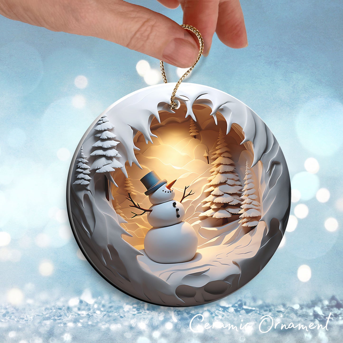 Busting Out Snowman Ceramic Ornament 80-02