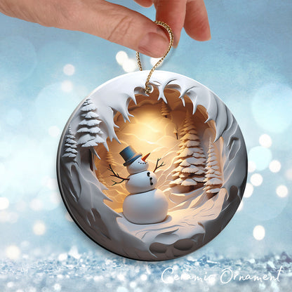Busting Out Snowman Ceramic Ornament 80-02