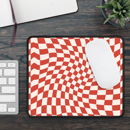 Trendy Wavy Cherry Cream Checkerboard Non Slip Gaming Mouse Pad