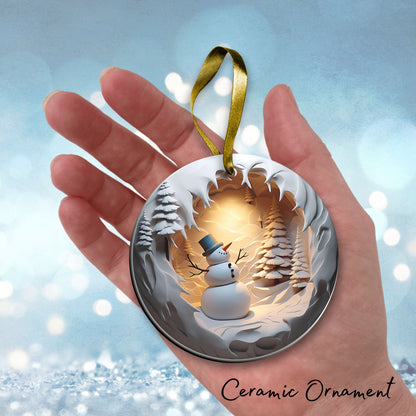 Busting Out Snowman Ceramic Ornament 80-02