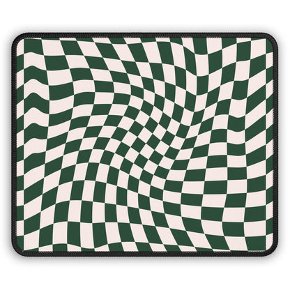 Forest Green Wavy Checkerboard Desk Pad
