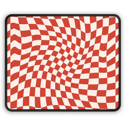 Trendy Wavy Cherry Cream Checkerboard Non Slip Gaming Mouse Pad