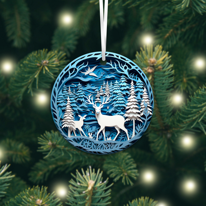 Blue Winter 3D Christmas Ceramic Ornament 07-05