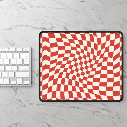 Trendy Wavy Cherry Cream Checkerboard Non Slip Gaming Mouse Pad
