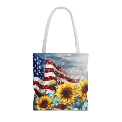 Patriotic Sunflower with Flag Tote Bag