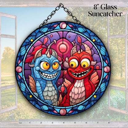 Glass Suncatcher Stained Glass 110-01 Cartoon Valentine Monster