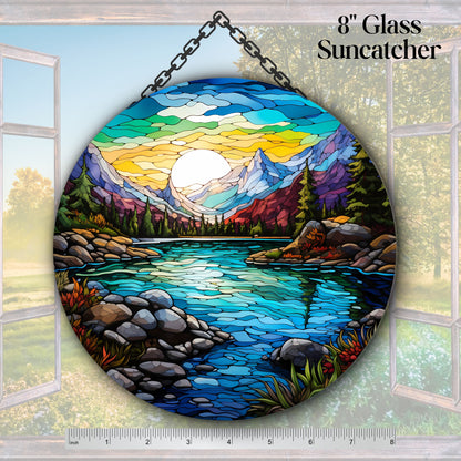 Glass Suncatcher Stained Glass 109-23 Pristine Alpine Lake