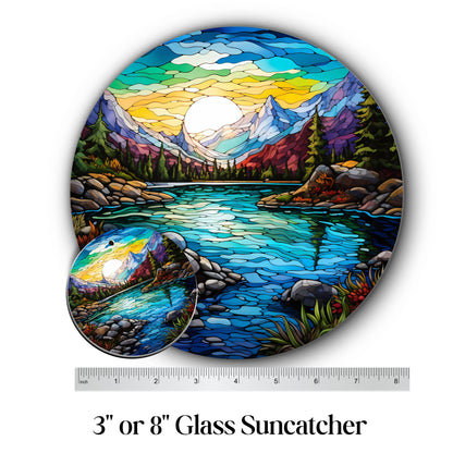 Glass Suncatcher Stained Glass 109-23 Pristine Alpine Lake