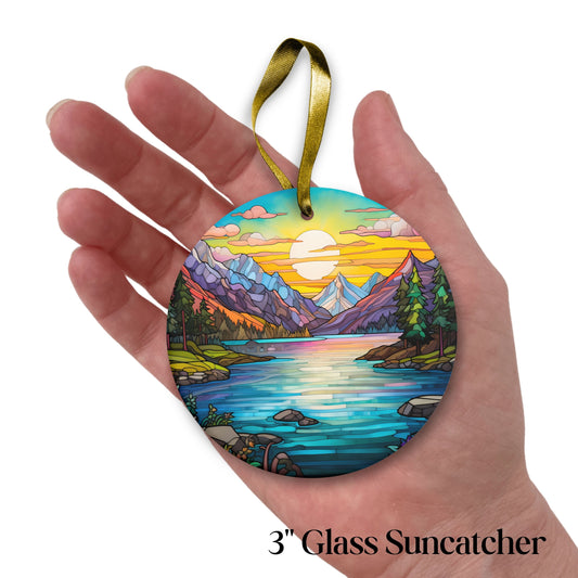 Glass Suncatcher Stained Glass 109-01 Pristine Alpine Lake