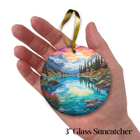 Glass Suncatcher Stained Glass 109-02 Pristine Alpine Lake