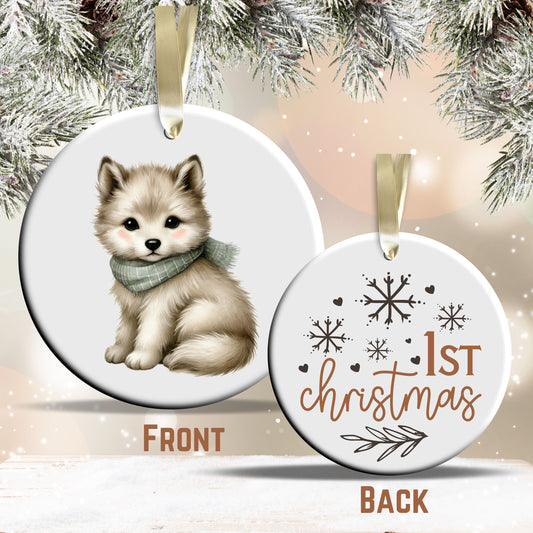 Babys First Cozy Christmas Animal Ceramic Ornament 33-08