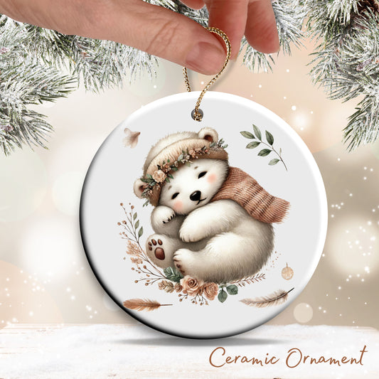 Babys First Cozy Christmas Animal Ceramic Ornament 33-09