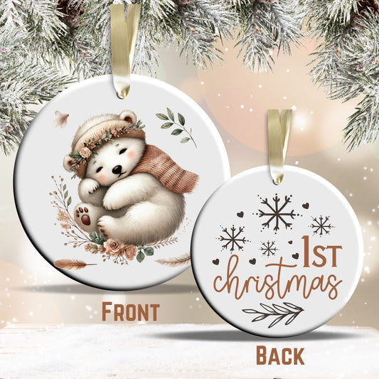 Babys First Cozy Christmas Animal Ceramic Ornament 33-09