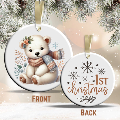 Babys First Cozy Christmas Animal Ceramic Ornament 33-10