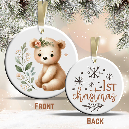 Babys First Cozy Christmas Animal Ceramic Ornament 33-11