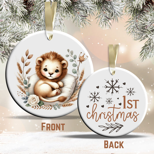 Babys First Cozy Christmas Animal Ceramic Ornament 33-14