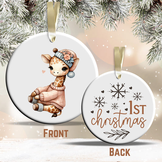 Babys First Cozy Christmas Animal Ceramic Ornament 33-15