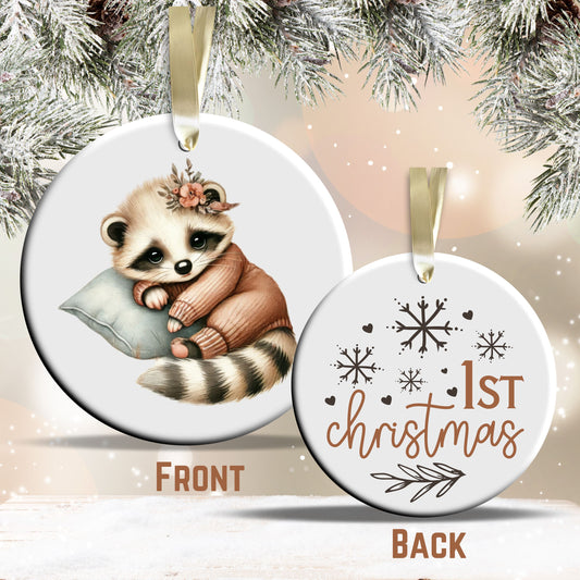Babys First Cozy Christmas Animal Ceramic Ornament 33-19