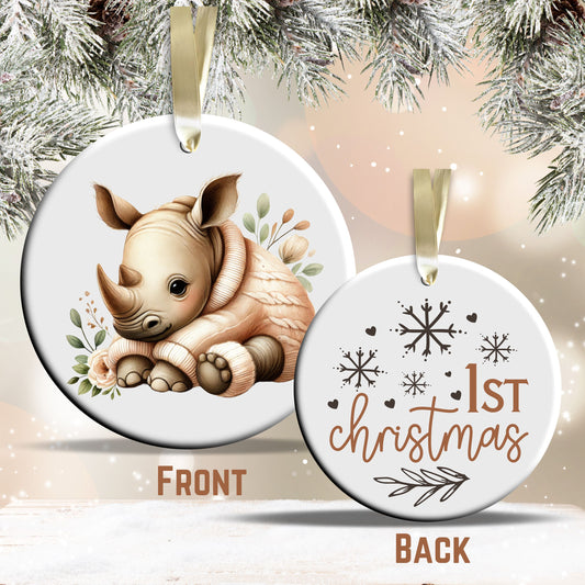 Babys First Cozy Christmas Animal Ceramic Ornament 33-21