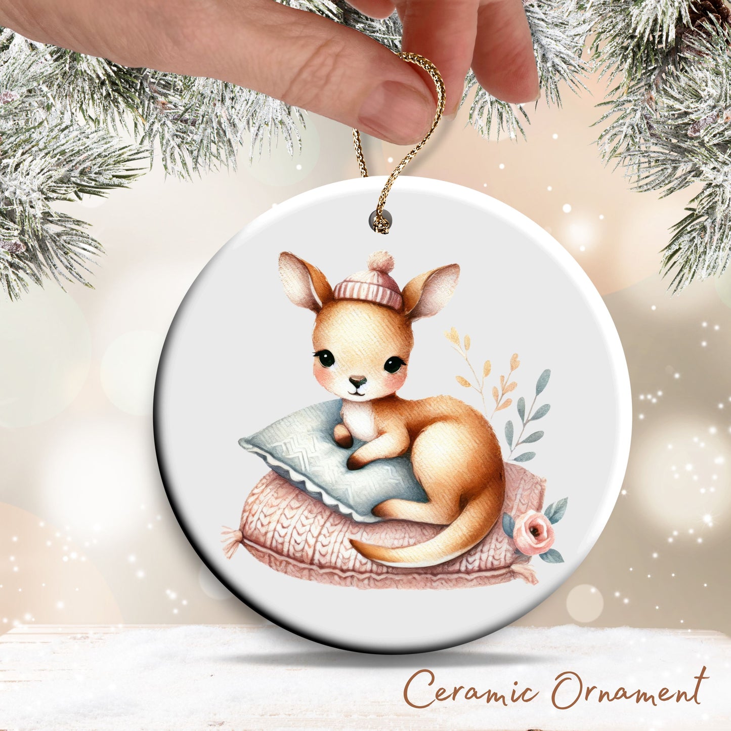 Babys First Cozy Christmas Animal Ceramic Ornament 33-22