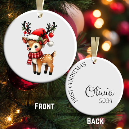 Babys First Christmas Reindeer Ceramic Ornament 57-01